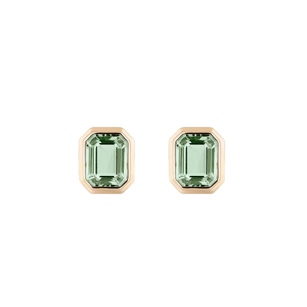 Goshwara 18k Yellow Gold Prasiolite Manhattan Gemstone Earrings